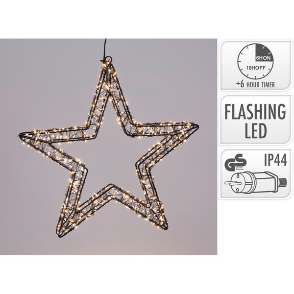 Estrella de navidad microled, multifunción, luz fría y cálida, 130 leds, 60 x 58 cm