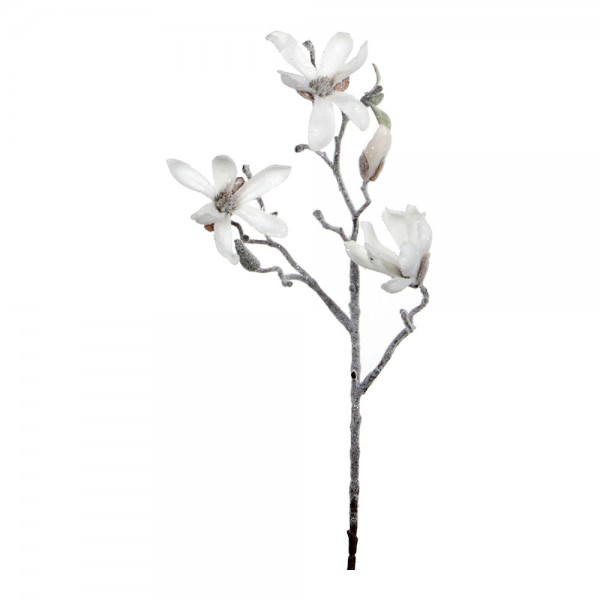 Planta artificial magnolia color blanco flocado 43cm alto